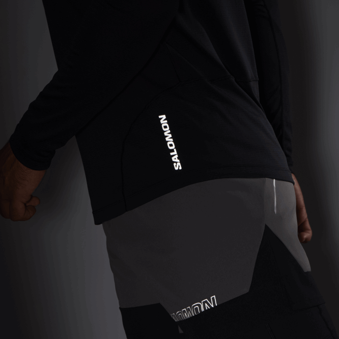 SalomonLF4H539 erkek uzun kollu tişört - çapraz çalışma koyu siyah