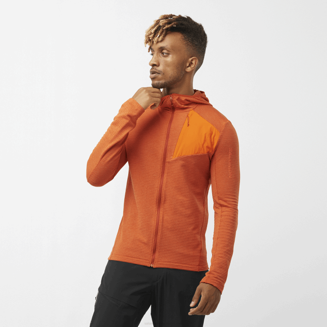 SalomonLF4H545 kapüşonlu erkek orta katman ceketi - temel hafif sıcak tutan kapüşonlu yanmış aşı boyası/kızıl aynak