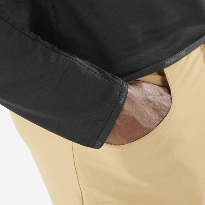 SalomonLF4H549 yarım fermuarlı orta katman erkek eşofmanı - temel hafif sıcak koyu siyah