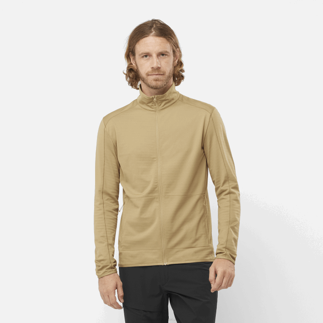 SalomonLF4H552 tam fermuarlı orta katman erkek ceketi - temel hafif sıcak yosun