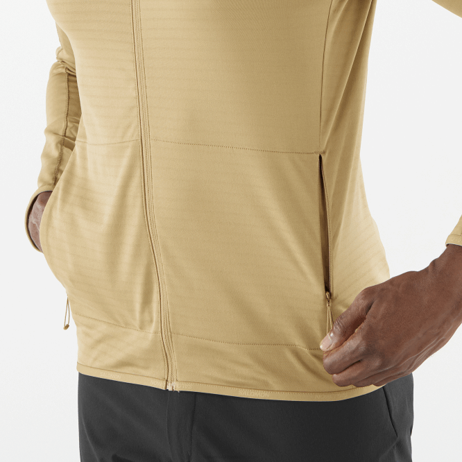 SalomonLF4H552 tam fermuarlı orta katman erkek ceketi - temel hafif sıcak yosun