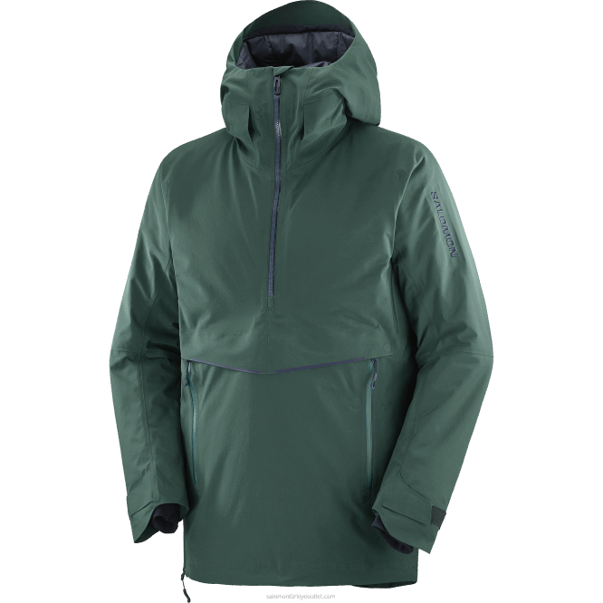 SalomonLF4H557 erkek yalıtımlı kapüşonlu ceket - yerçekimi gore-tex anorak ponderosa çamı/gece gökyüzü