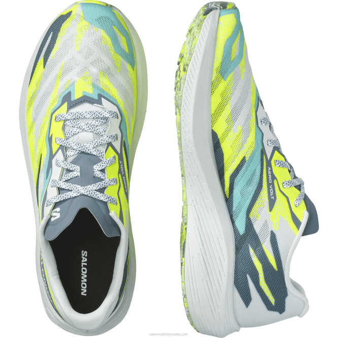 SalomonLF4H59 erkek koşu ayakkabısı - aero volt beyaz/çin mavisi/güvenlik sarısı