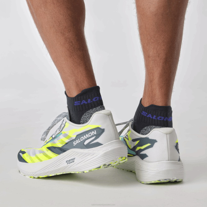 SalomonLF4H59 erkek koşu ayakkabısı - aero volt beyaz/çin mavisi/güvenlik sarısı
