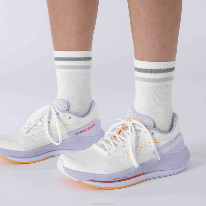 SalomonLF4H747 kadın koşu ayakkabısı - spectur beyaz/mor funda/yanan turuncu