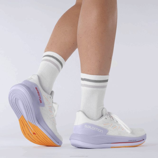 SalomonLF4H747 kadın koşu ayakkabısı - spectur beyaz/mor funda/yanan turuncu