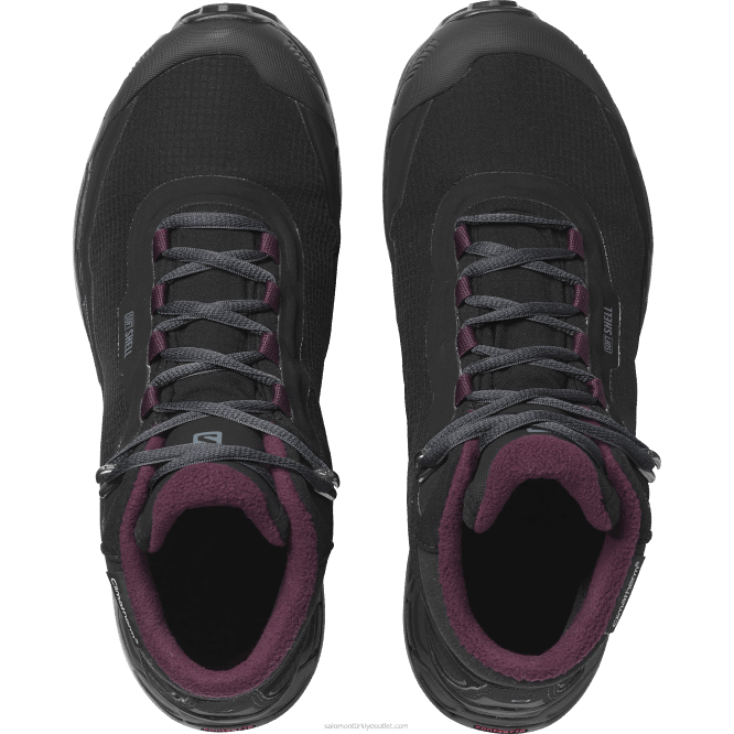 SalomonLF4H782 kışlık kadın botları - barınak clima su geçirmez siyah/abanoz/şarap tadımı