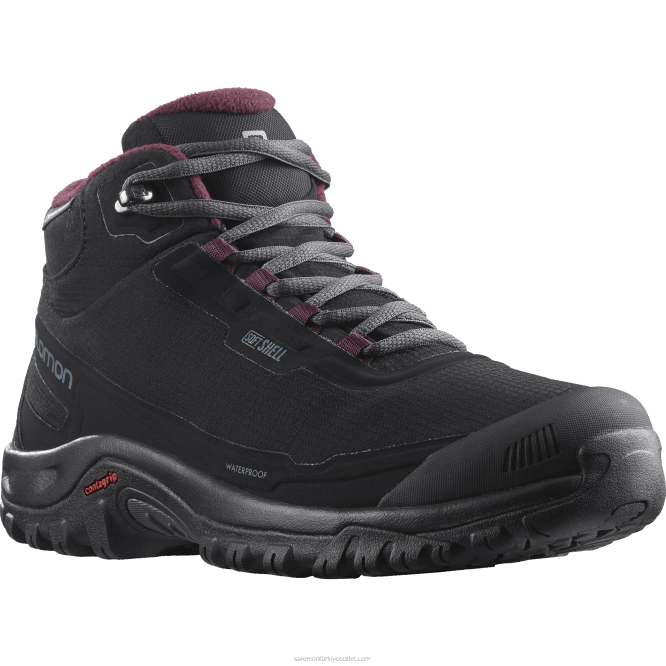 SalomonLF4H782 kışlık kadın botları - barınak clima su geçirmez siyah/abanoz/şarap tadımı
