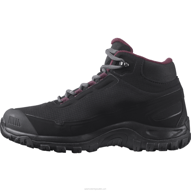 SalomonLF4H782 kışlık kadın botları - barınak clima su geçirmez siyah/abanoz/şarap tadımı