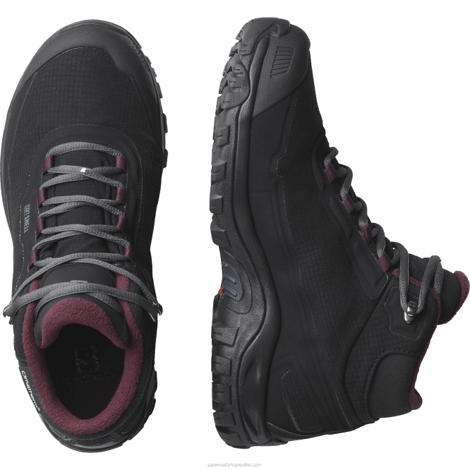 SalomonLF4H782 kışlık kadın botları - barınak clima su geçirmez siyah/abanoz/şarap tadımı