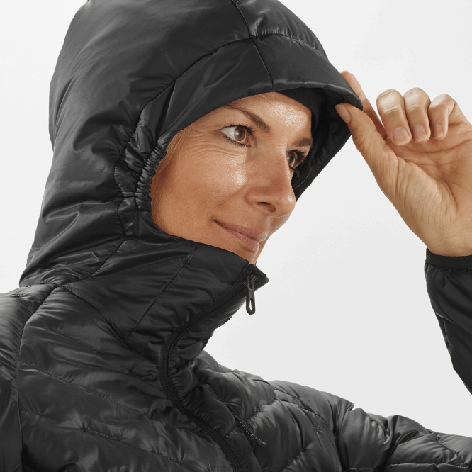 SalomonLF4H835 Kadın Yalıtımlı Kapüşonlu Ceket - Anahat primaloft koyu siyah