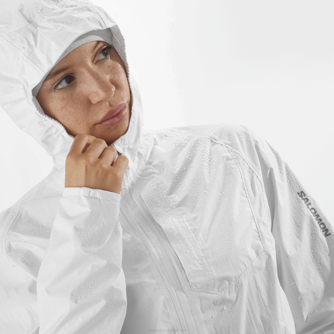 SalomonLF4H837 Kadın kabuklu ceket - bonatti su geçirmez beyaz