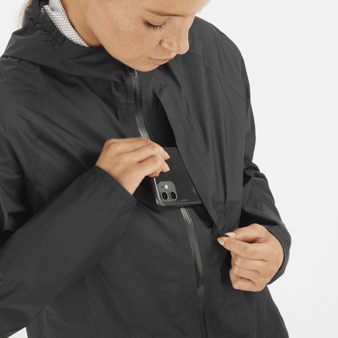 SalomonLF4H838 Kadın kabuklu ceket - bonatti su geçirmez koyu siyah