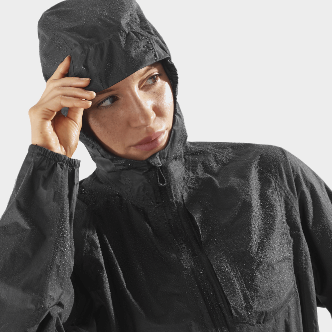 SalomonLF4H838 Kadın kabuklu ceket - bonatti su geçirmez koyu siyah