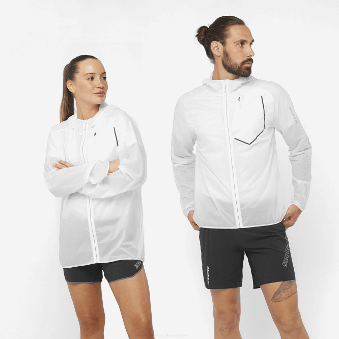 SalomonLF4H849 kadın rüzgar ceketi - bonatti aero rüzgar beyaz/koyu siyah