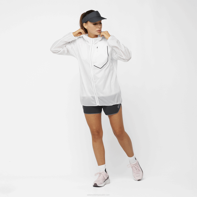 SalomonLF4H849 kadın rüzgar ceketi - bonatti aero rüzgar beyaz/koyu siyah