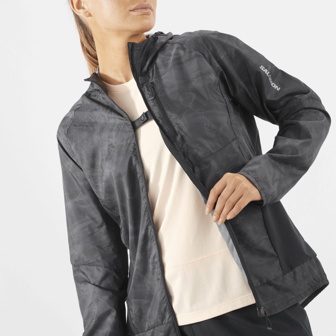 SalomonLF4H854 kadın rüzgar ceketi - bonatti çapraz rüzgar periskop/ao/koyu siyah