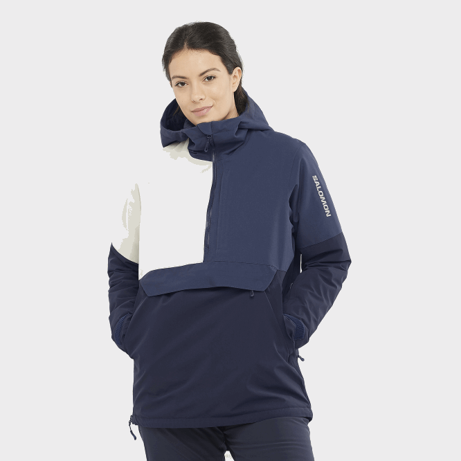SalomonLF4H858 kadın yalıtımlı anorak - drama yok gece gökyüzü/mood indigo/plaza taupe