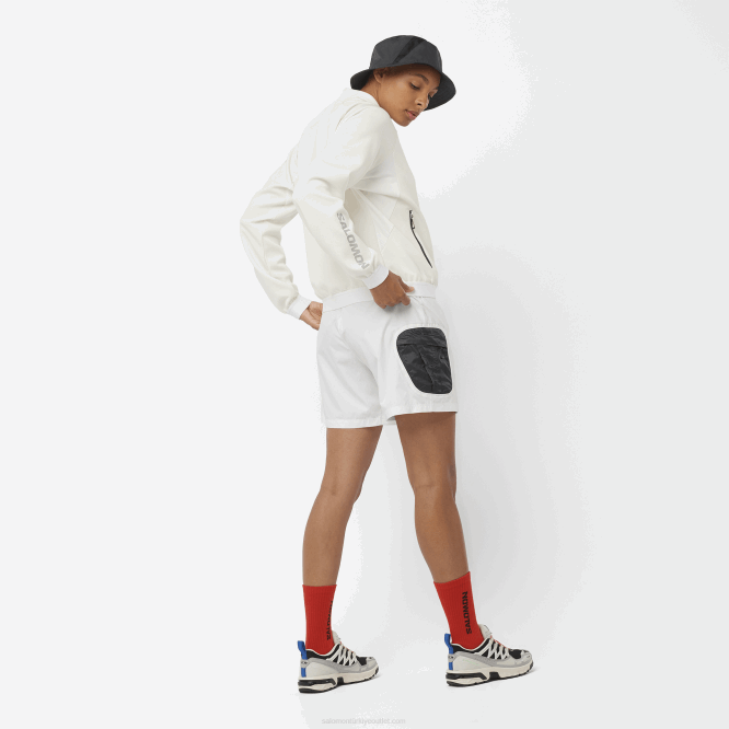 SalomonLF4H859 tam boy fermuarlı orta katman kadın ceketi - equipe beyaz/koyu siyah