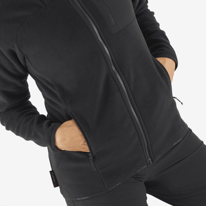 SalomonLF4H861 Kapşonlu Kadın Orta Katman Ceketi - Anahat Polartec koyu siyah
