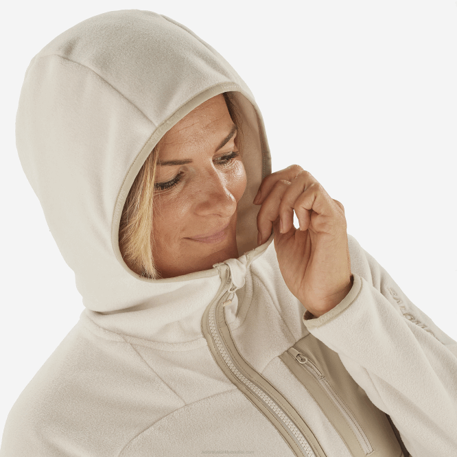 SalomonLF4H862 Kapşonlu Kadın Orta Katman Ceketi - Anahat Polartec yağmurlu bir gün/plaza taupe