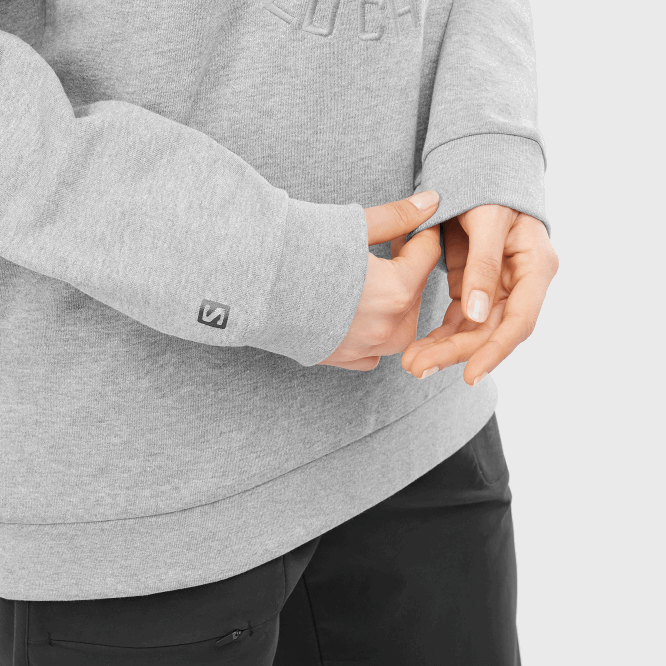 SalomonLF4H869 Bisiklet Yaka Kadın Kazak - Outlife Logo Summer Heather orta gri/melanj