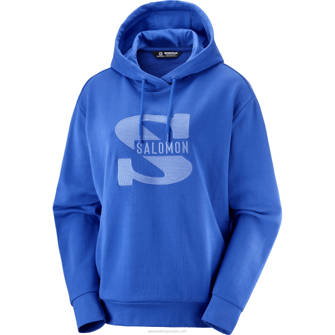 SalomonLF4H874 Kadın kapüşonlu sweatshirt - outlife logolu yazlık sweatshirt deniz mavisi
