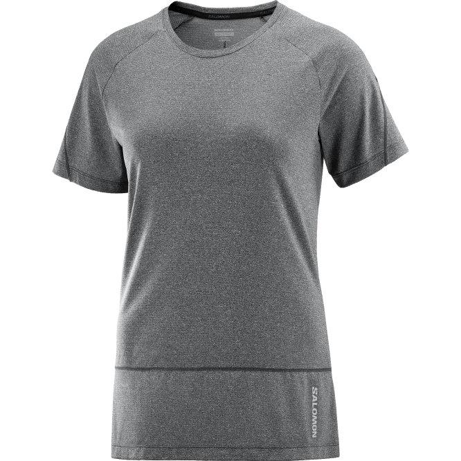 SalomonLF4H879 kısa kollu kadın tişörtü - çapraz koşu derin siyah/melanj