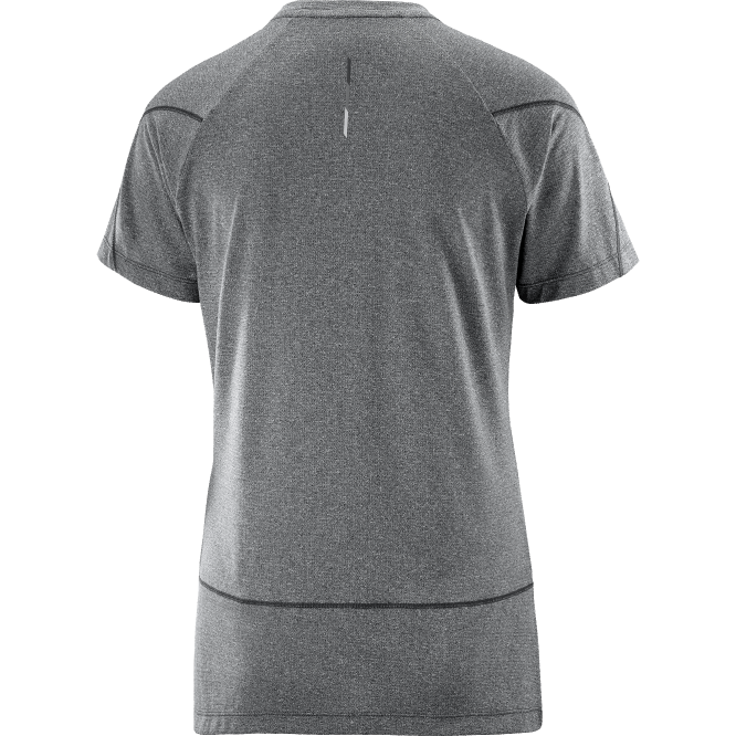 SalomonLF4H879 kısa kollu kadın tişörtü - çapraz koşu derin siyah/melanj