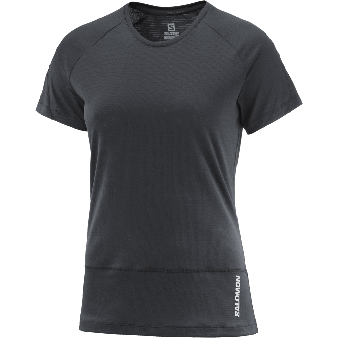 SalomonLF4H883 kısa kollu kadın tişörtü - çapraz koşu koyu siyah