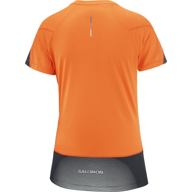 SalomonLF4H886 kısa kollu kadın tişörtü - çapraz koşu kızıl aynak/koyu kara/gece