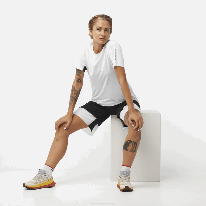 SalomonLF4H911 kısa kollu kadın tişörtü - shortney beyaz/koyu siyah