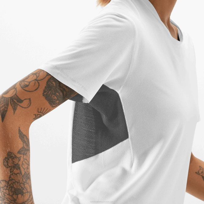 SalomonLF4H911 kısa kollu kadın tişörtü - shortney beyaz/koyu siyah