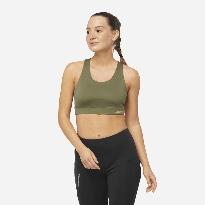 SalomonLF4H935 kadın spor sutyeni - cross run üzüm yaprağı