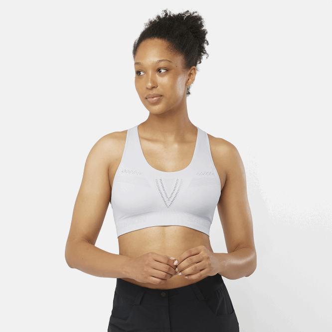 SalomonLF4H941 kadın spor sutyeni - dikişsiz temel hareket istiridye mantarı/funda