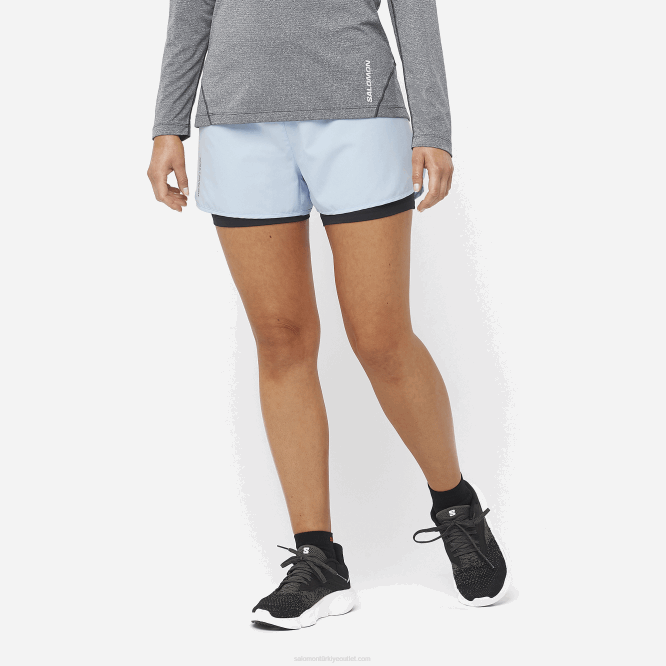 SalomonLF4H953 kadın şortu - çapraz 2si 1 arada mavi