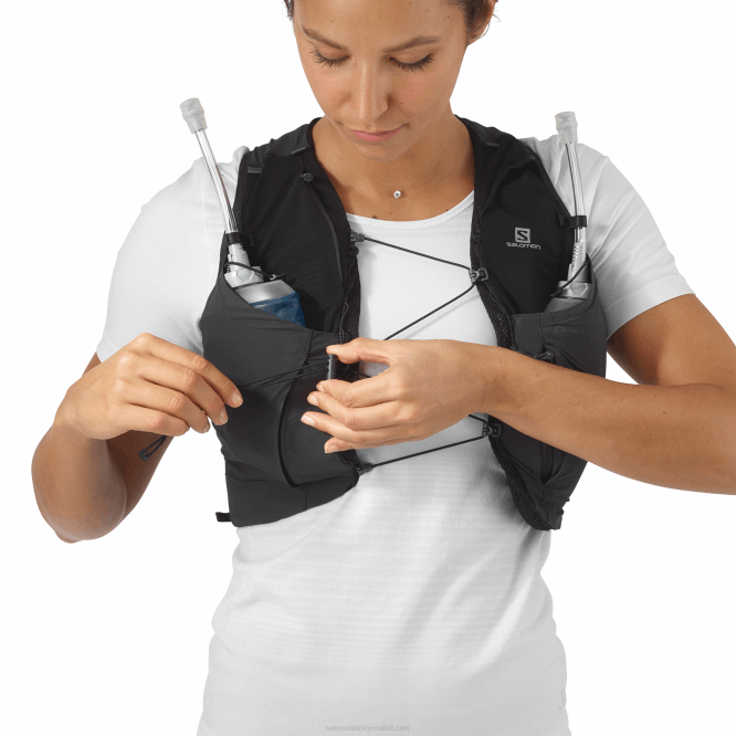 SalomonLF4H976 mataralı kadın koşu yeleği - sense pro 5 siyah/abanoz