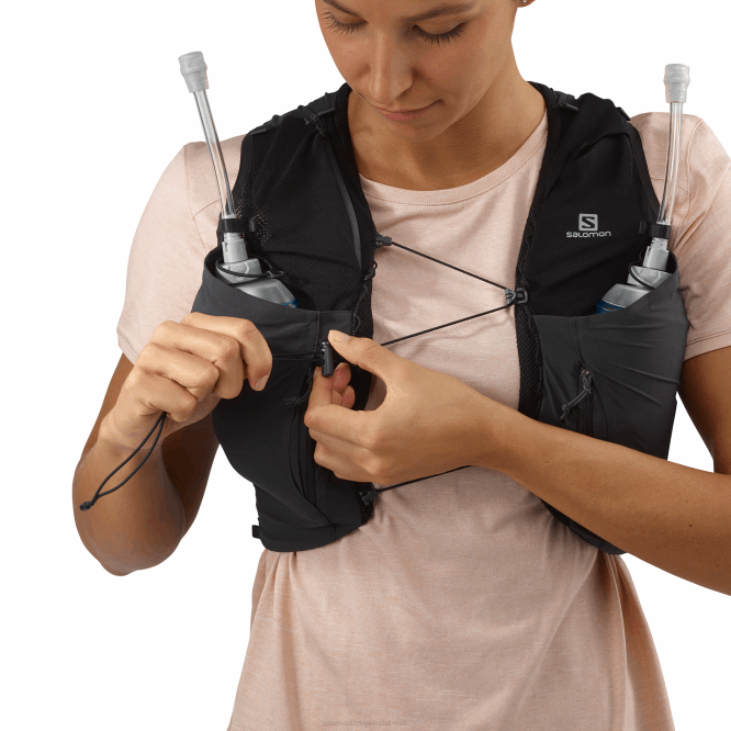 SalomonLF4H979 mataralı kadın koşu yeleği - sense pro 10 siyah/abanoz