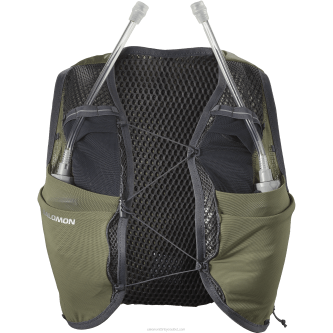 SalomonLF4H981 mataralı kadın koşu yeleği - active skin 8 esmer yeşil/abanoz