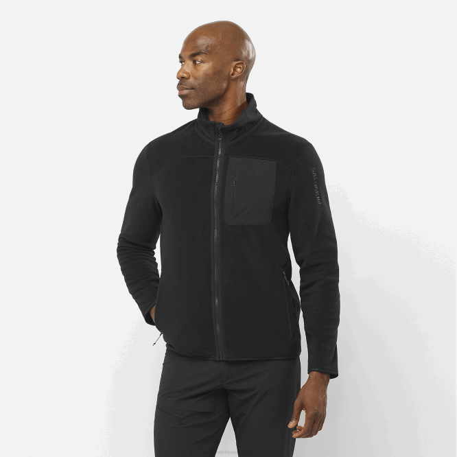SalomonLF4H535 tam boy fermuarlı orta katman erkek ceketi - outlet polartec koyu siyah