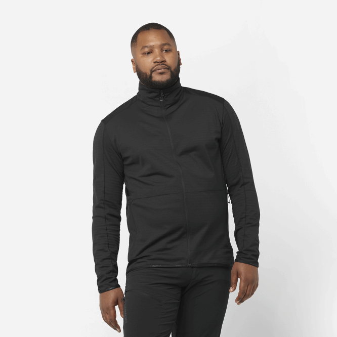 SalomonLF4H556 tam fermuarlı orta katman erkek ceketi - temel hafif sıcak koyu siyah