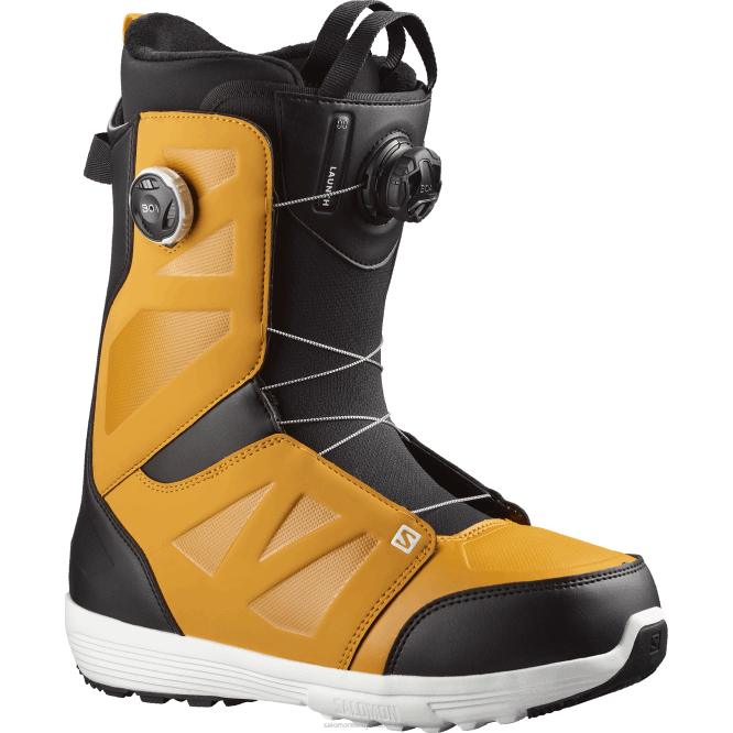 SalomonLF4H588 erkek snowboard botu - launch boa sj boa altın sarısı/siyah/beyaz