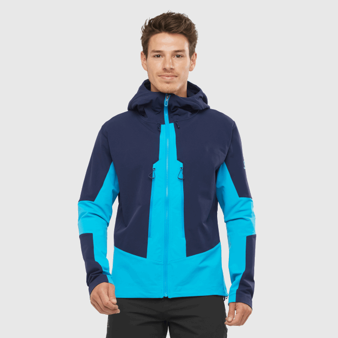 SalomonLF4H1109 tam boy fermuarlı orta katman erkek ceketi - outpeak softshell gece gökyüzü/bariyer resifi