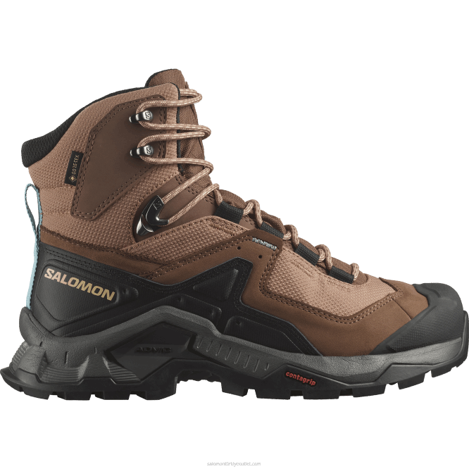 SalomonLF4H1135 kadın deri yürüyüş botları - quest element gore-tex mocha mus/kalaylı/deniz mavisi