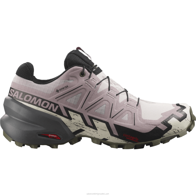 SalomonLF4H1515 Kadın arazi koşu ayakkabısı - speedcross 6 gore-tex gül külü/siyah/zeytin gecesi