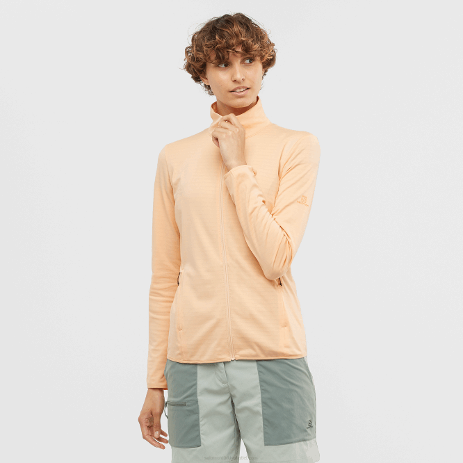 SalomonLF4H865 tam fermuarlı orta katman kadın ceketi - temel hafif sıcak kayısı buzu