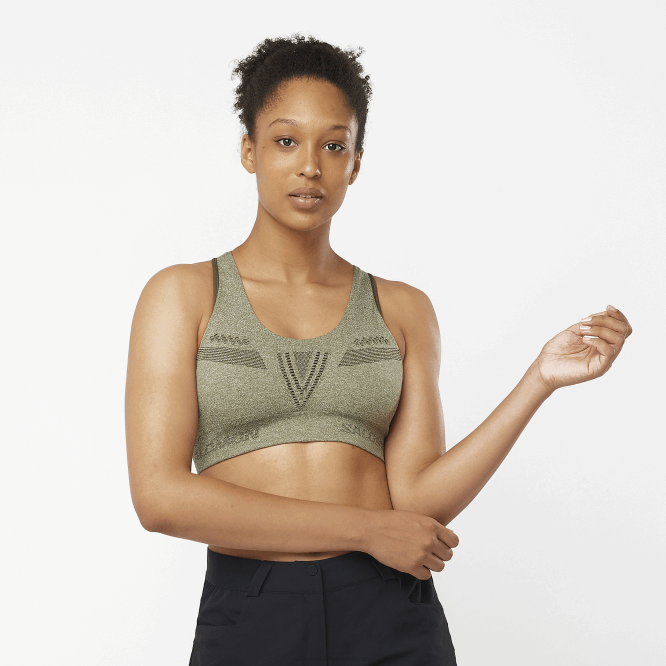 SalomonLF4H938 kadın spor sutyeni - dikişsiz temel hareket üzüm yaprağı/funda